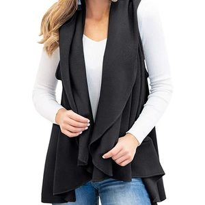 Open Front Sleeveless Vest Cardigan with Pockets